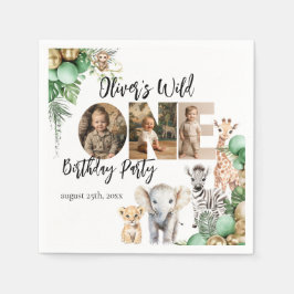 Servilleta De Papel Wild One Birthday Safari Animal Photo