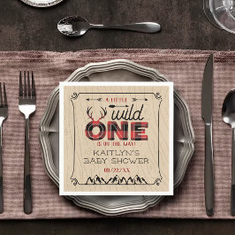 Servilleta De Papel Wild One Boys Rustic Plaid Lumberjack Baby Shower