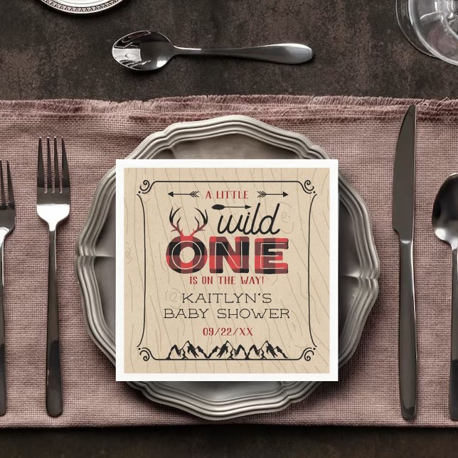 Servilleta De Papel Wild One Boys Rustic Plaid Lumberjack Baby Shower (Subido por el creador)