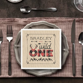 Servilleta De Papel Wild One Boys Rustic Plaid Lumberjack Primer cumpl