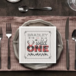 Servilleta De Papel Wild One Boys Rustic Plaid Lumberjack Primer cumpl