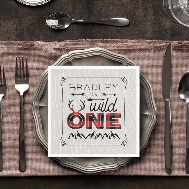 Servilleta De Papel Wild One Boys Rustic Plaid Lumberjack Primer cumpl (Subido por el creador)