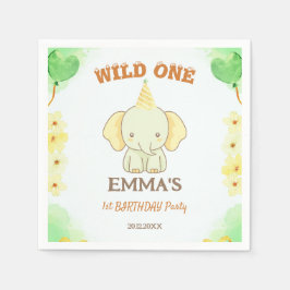Servilleta De Papel Wild One Cute Elephant 1st Birthday 