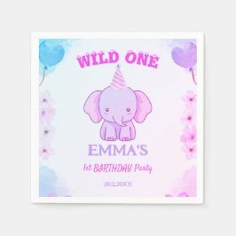 Servilleta De Papel Wild One Cute Elephant 1st Birthday 
