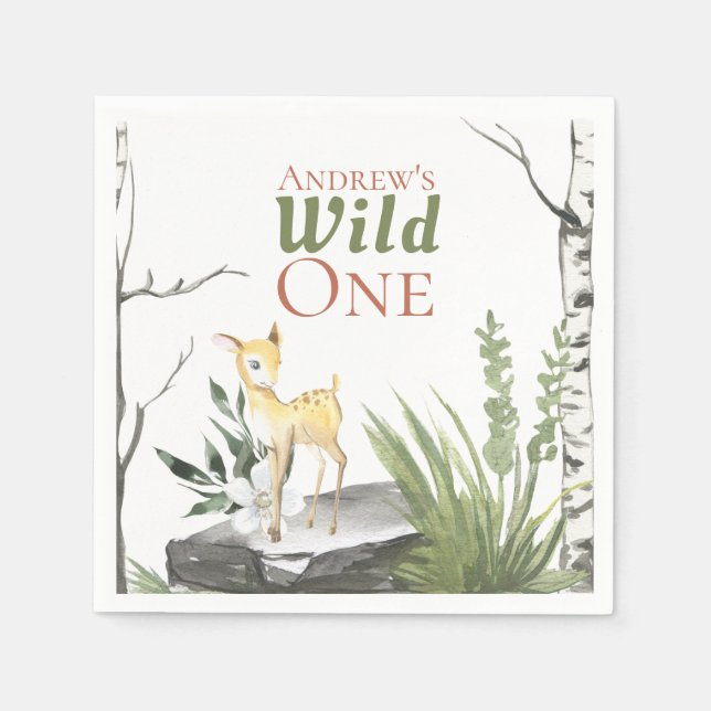 Servilleta De Papel "Wild One" Cute Primer Cumpleaños Cebollero (Anverso)