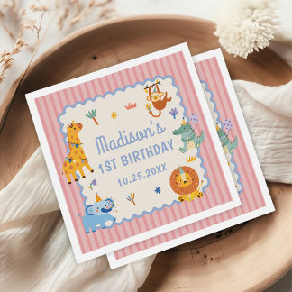 Servilleta De Papel Wild One Cute Safari Animals 1st Birthday