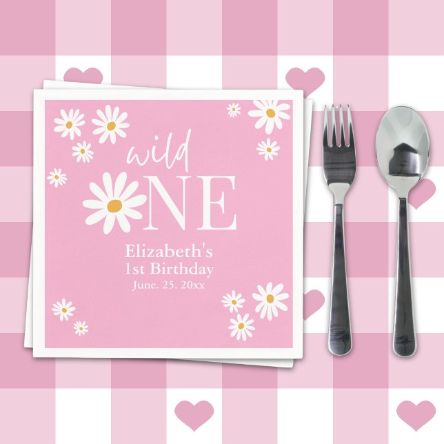 Servilleta De Papel Wild One Daisy First Birthday Party – Boho Floral  (Subido por el creador)