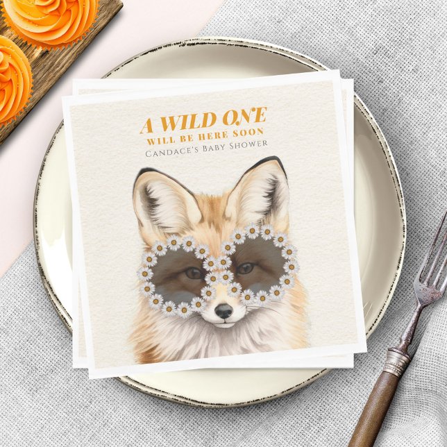 Servilleta De Papel Wild One Daisy Fox Baby Shower (Subido por el creador)