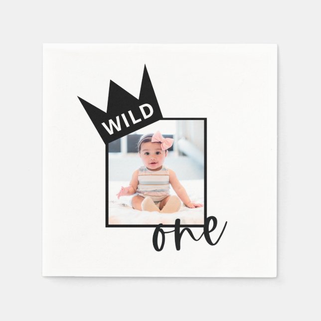 Servilleta De Papel Wild One First Birthday Personalizado Photo Napkin (Anverso)