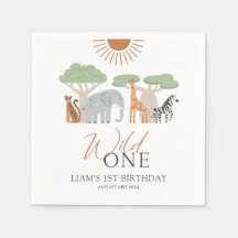 Wild One First Birthday Theme Party Napkins
