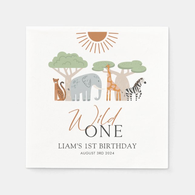 Servilleta De Papel Wild One First Birthday Theme Party Napkins (Anverso)