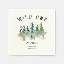 Servilleta De Papel Wild One First Birthday Woodland Watercolor