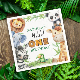 Servilleta De Papel Wild One Jungle Safari 1st birthday 