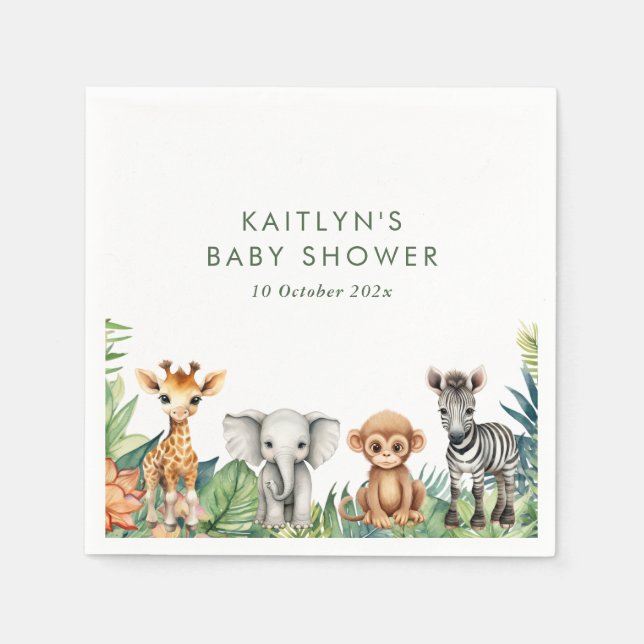 Servilleta De Papel Wild One Jungle Safari Baby Shower (Anverso)