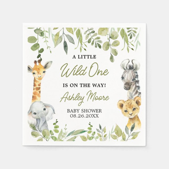 Servilleta De Papel Wild One Jungle Safari Baby Shower (Anverso)