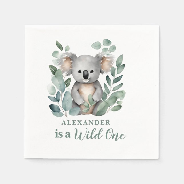 Servilleta De Papel Wild One Koala Bear Birthday Party (Anverso)