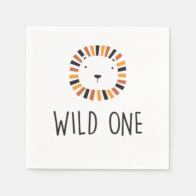 Servilleta De Papel Wild one Lion Napkins cumpleaños (Anverso)