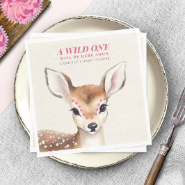 Servilleta De Papel Wild One Pink Spot Fawn Baby Shower