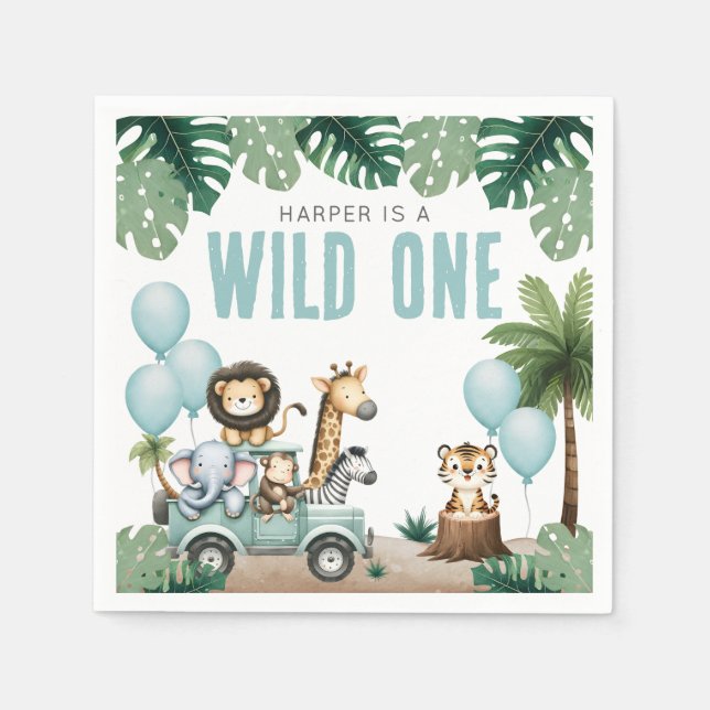 Servilleta De Papel Wild One Safari 1st Birthday (Anverso)