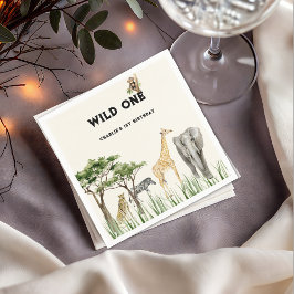 Servilleta De Papel Wild One Safari Animal Birthday Party