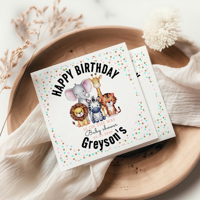 Servilleta De Papel Wild One Safari Animals Baby Shower (Subido por el creador)