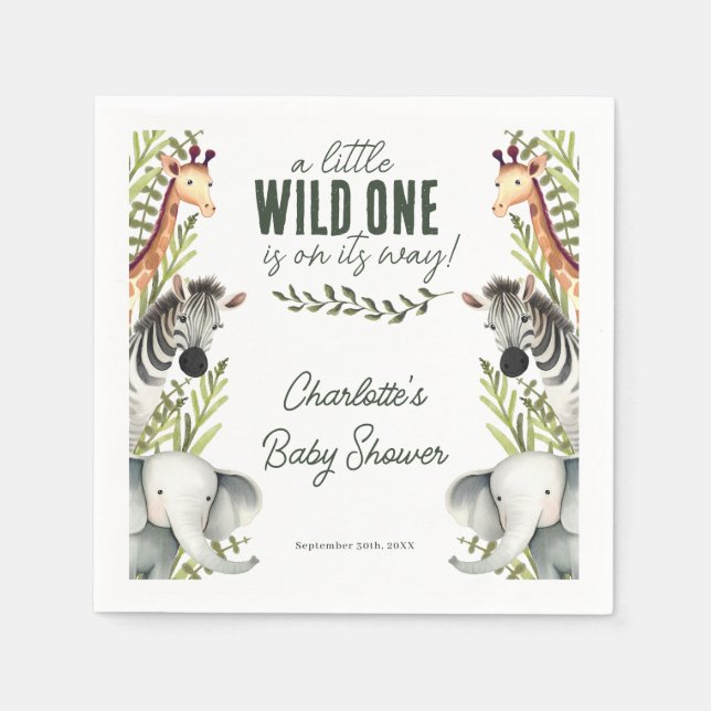 Servilleta De Papel Wild One Safari Animals Baby Shower (Anverso)