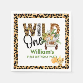 Servilleta De Papel Wild One Safari Animals First Birthday Boy 