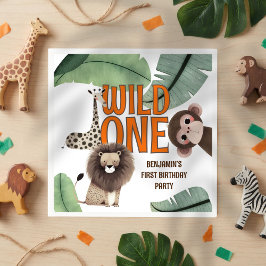 Servilleta De Papel Wild One Safari Animals First Birthday Party