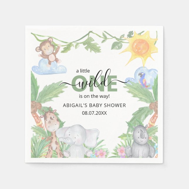 Servilleta De Papel Wild One Safari Baby Shower Napkins (Anverso)