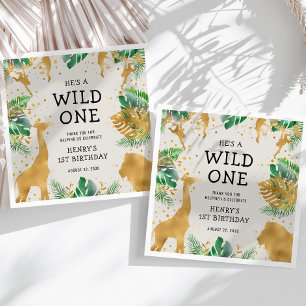 Servilleta De Papel Wild One Safari Cumpleaños 1er Fiesta Verde Beige