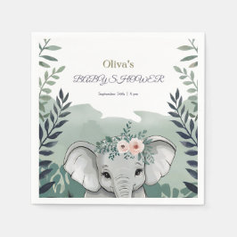 Servilleta De Papel Wild One Safari Elephant Baby Shower Napkins