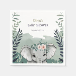 Servilleta De Papel Wild One Safari Elephant Baby Shower Napkins