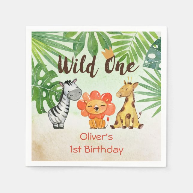 Servilleta De Papel Wild One, Safari First Birday (Anverso)