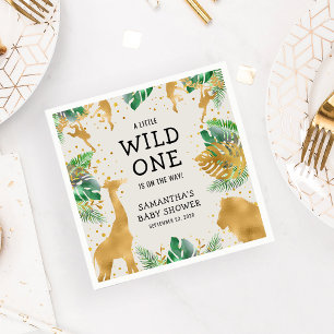 Servilleta De Papel Wild One Safari Green Gold Ecru Baby Shower