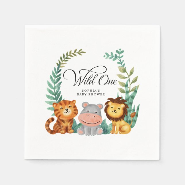 Servilleta De Papel Wild One Safari Jungle Boys Baby Shower (Anverso)