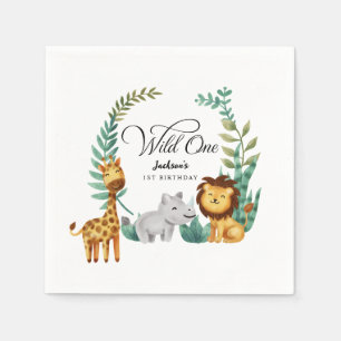 Servilleta De Papel Wild One Safari Jungle Boys Fiesta de primer cumpl