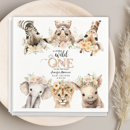 Servilleta De Papel Wild One Safari Jungle Chica Baby Shower Napkins