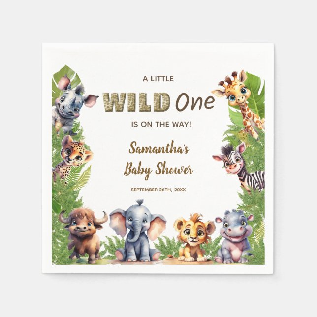Servilleta De Papel Wild One Safari Theme Baby Shower (Anverso)