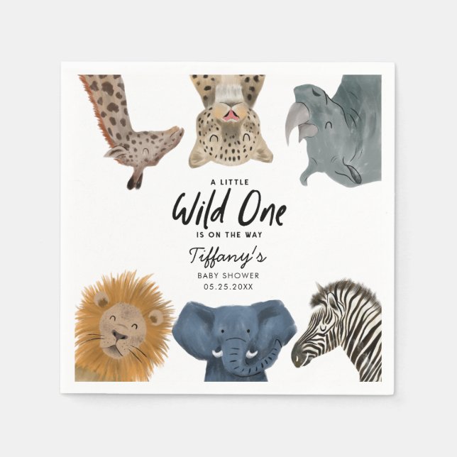 Servilleta De Papel Wild One Safari Theme Baby Shower (Anverso)
