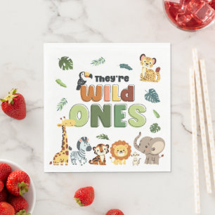Servilleta De Papel Wild One Safari Zoo Animal Birthday Party