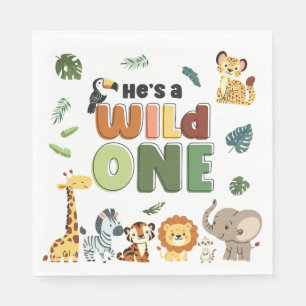 Servilleta De Papel Wild One Safari Zoo Animal Birthday Party