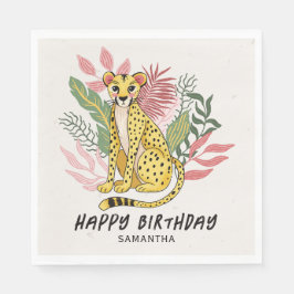 Servilleta De Papel Wild Safari Pink Cheetah Kids Birthday Party