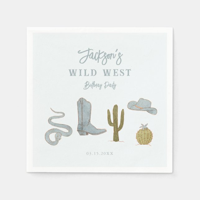 Servilleta De Papel Wild West Cowboy Birthday Party (Anverso)