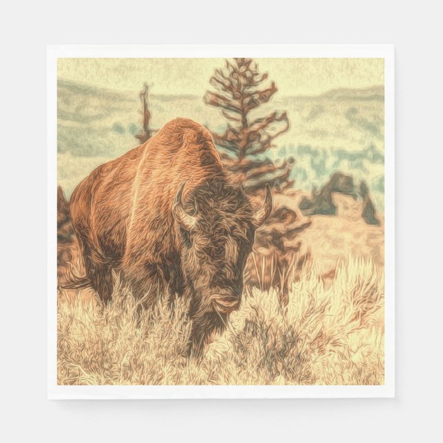 Servilleta De Papel Wild Woodland Bison (Anverso)