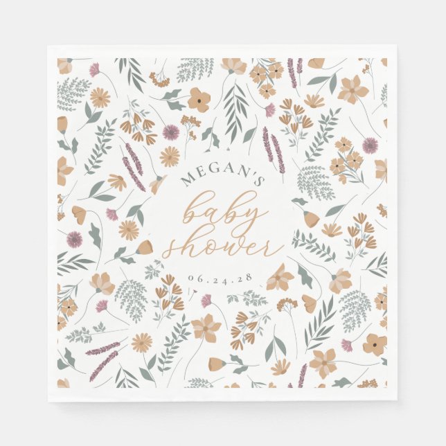 Servilleta De Papel Wildflower Baby Shower Napkins - Orange (Anverso)