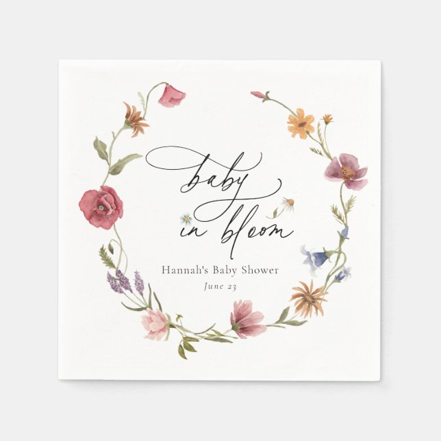 Servilleta De Papel Wildflower Bloom Baby Shower Napkins (Anverso)