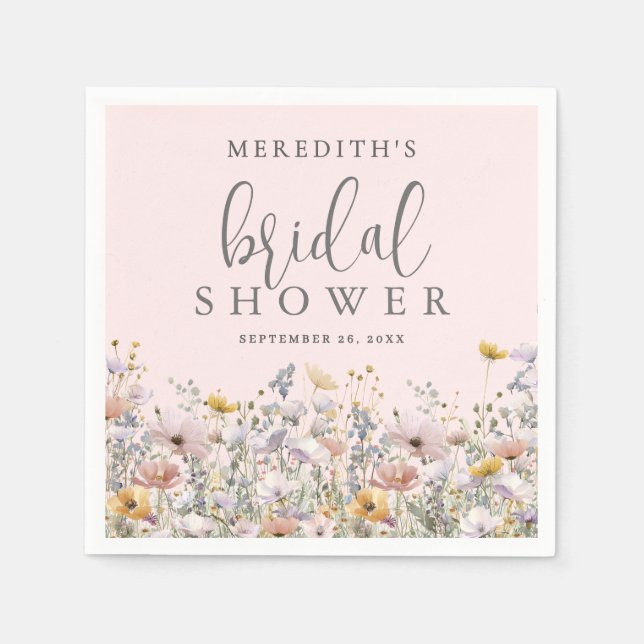 Servilleta De Papel Wildflower Blush Pink Bridal Shower (Anverso)
