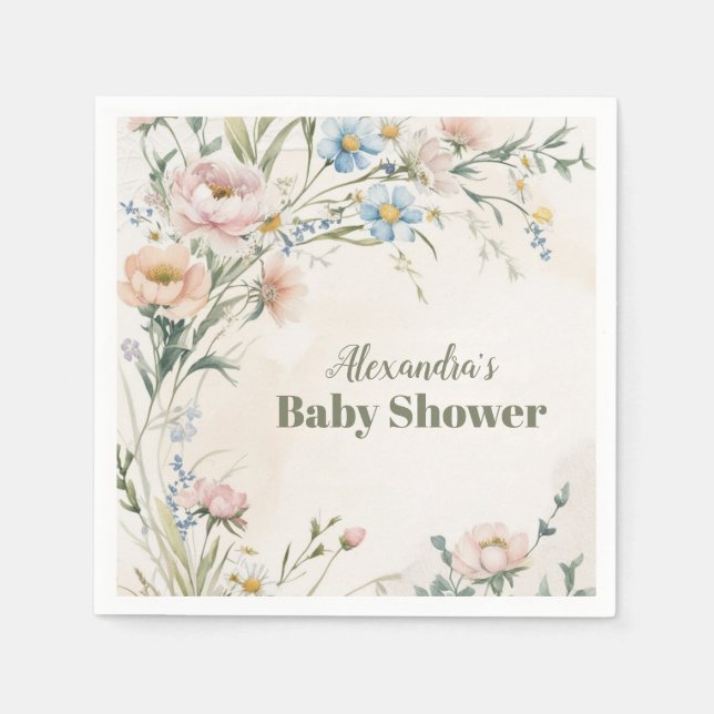 Servilleta De Papel Wildflower Boho Baby Shower (Anverso)