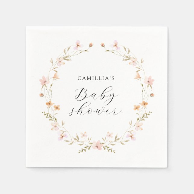 Servilleta De Papel Wildflower Boho Floral Baby Shower (Anverso)