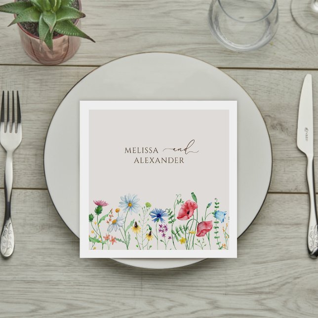 Servilleta De Papel Wildflower Boho Garden Beige Boda Napkins (Subido por el creador)